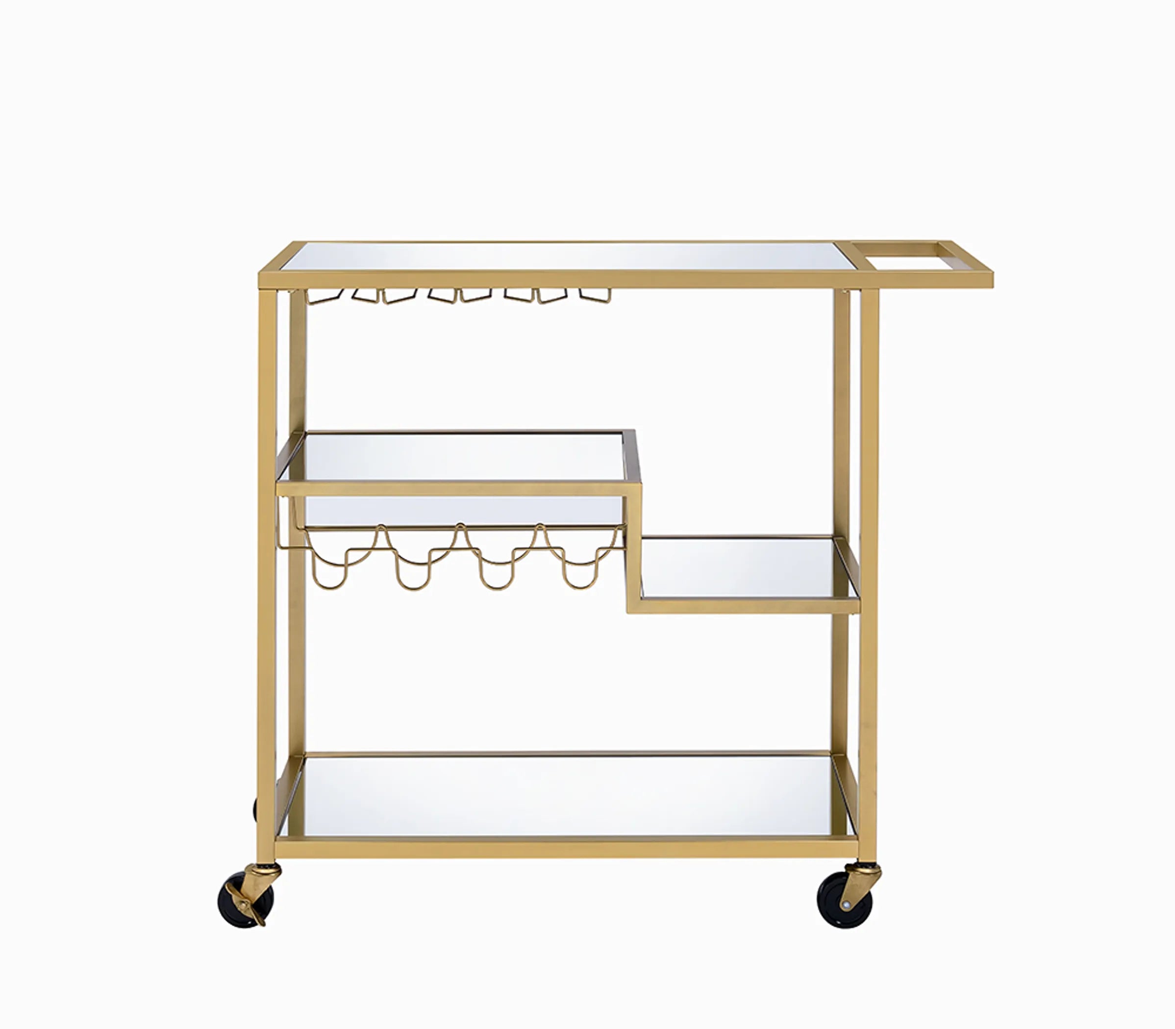 Gold And Clear Glass Serving Cart
