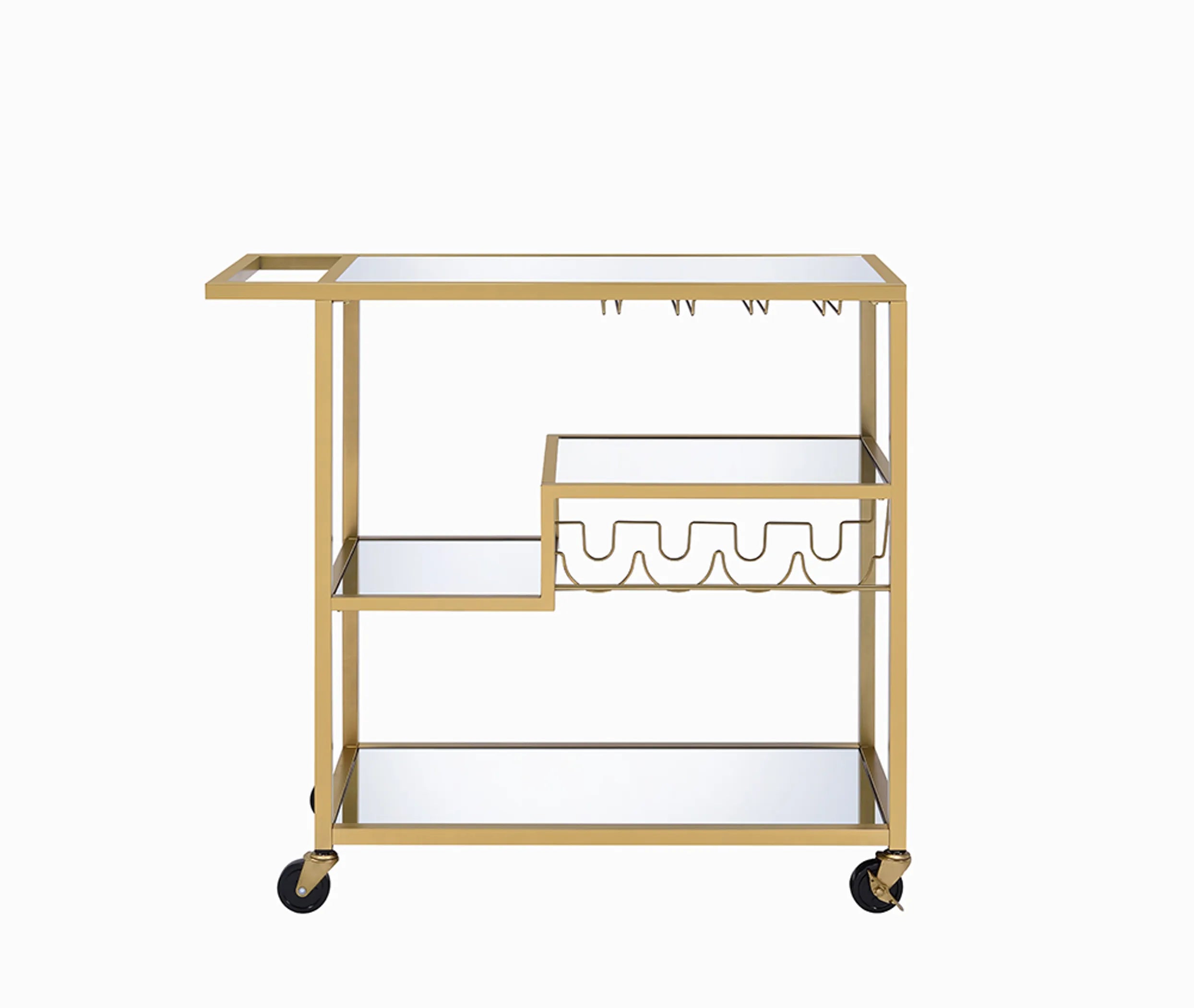 Gold And Clear Glass Serving Cart