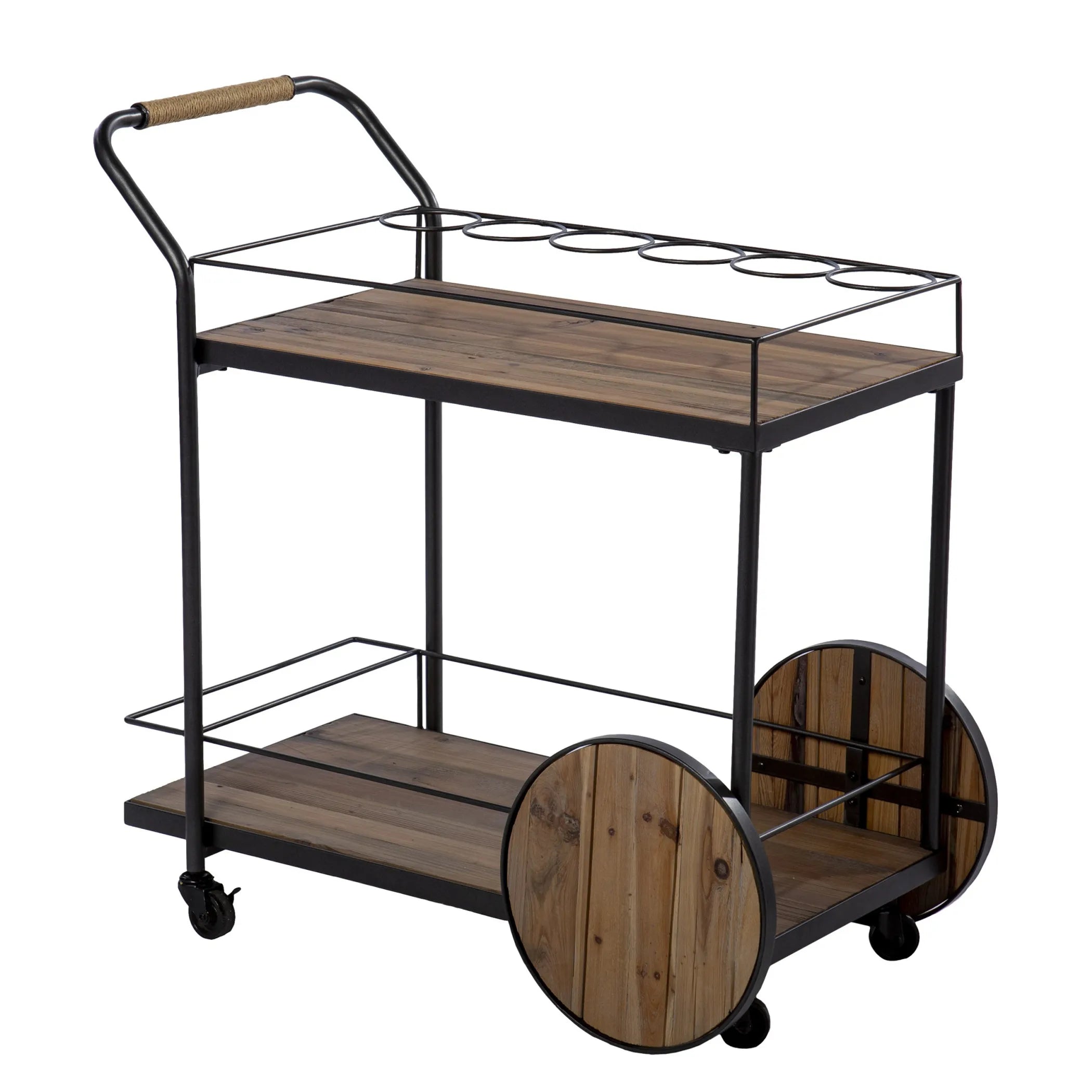 Wood Rolling Bar Cart