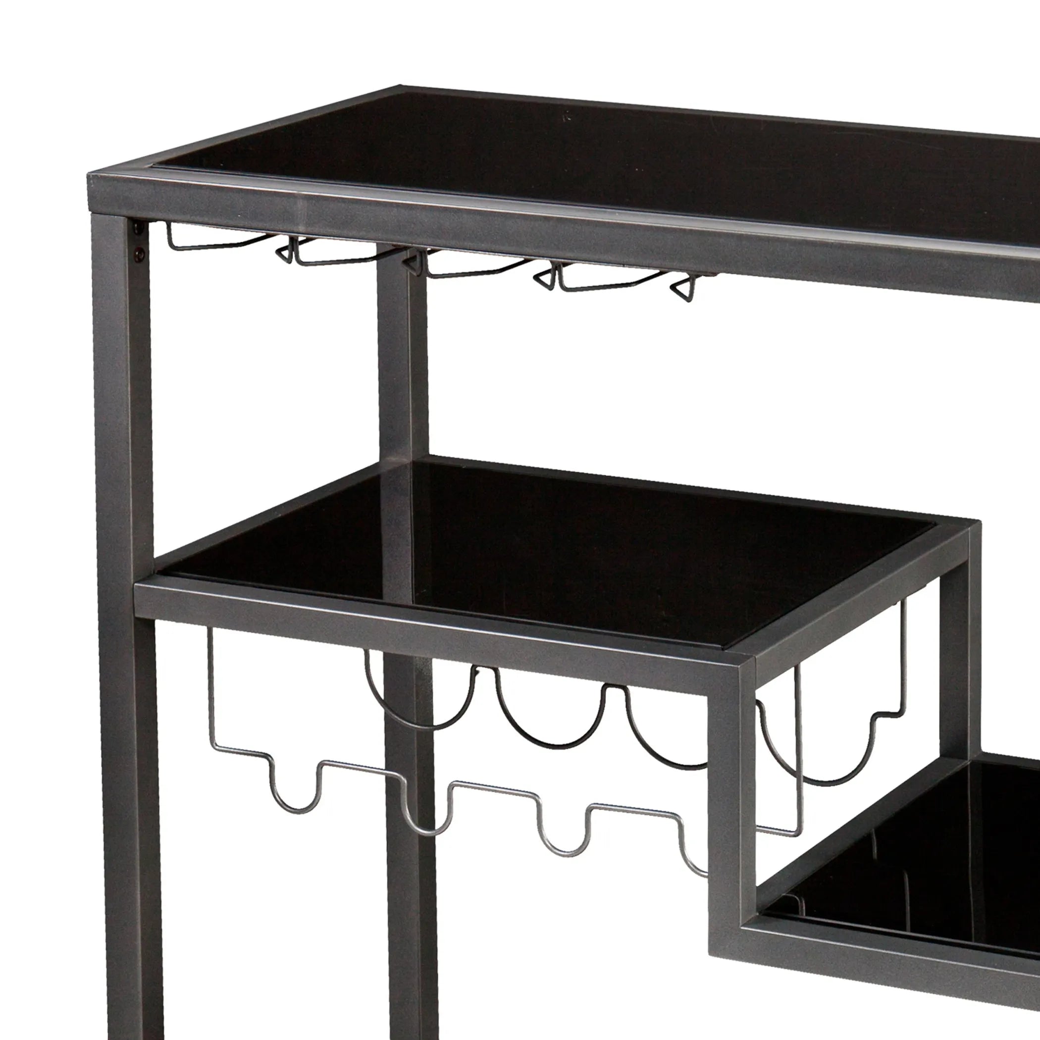 Glass Rolling Bar Cart With Wine Storage