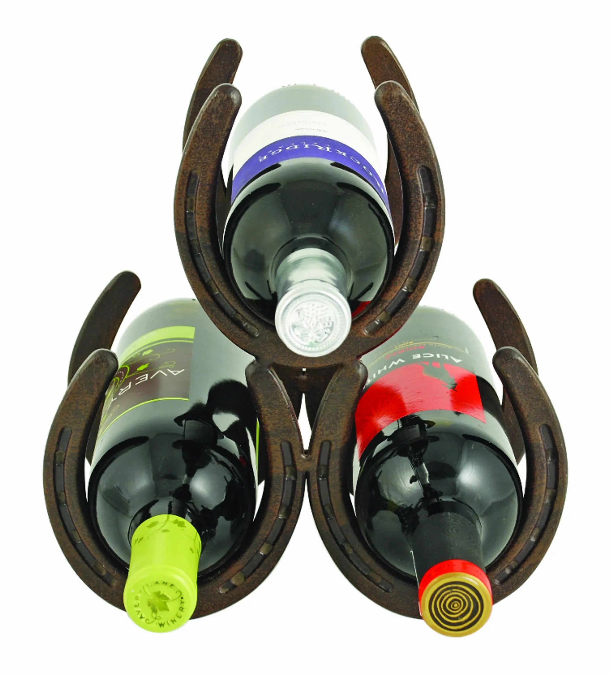 Horseshoe 3 Bottle Metal Wine Rack